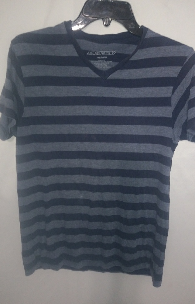 Dikotomy M Mens V-Neck Short Sleeved Blue Striped T-shirt